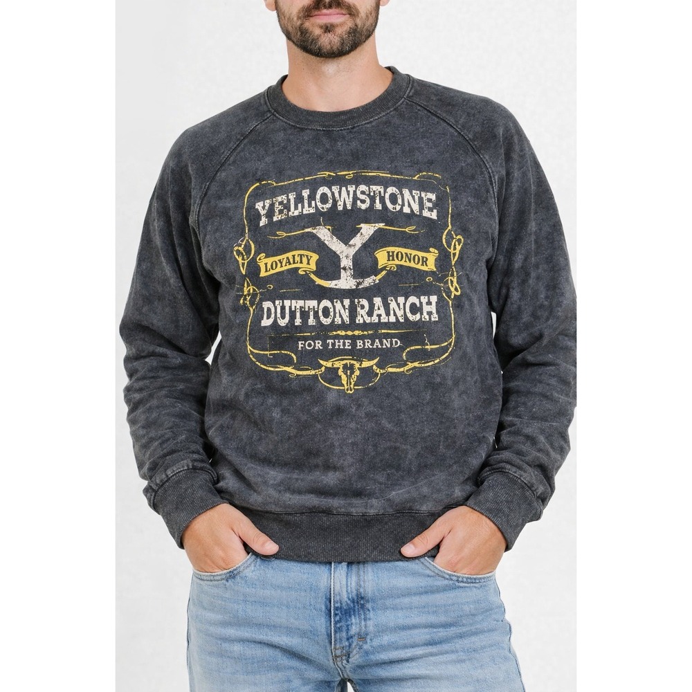 NWT Yellowstone Dutton Ranch Graphic Sweatshirt Crew Neck Pullover Gray Medium‎
